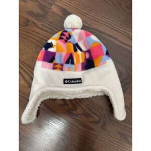 Columbia Kids Youth L/XL Fleece Trapper Hat Colorful Pom Pom Ear Flap